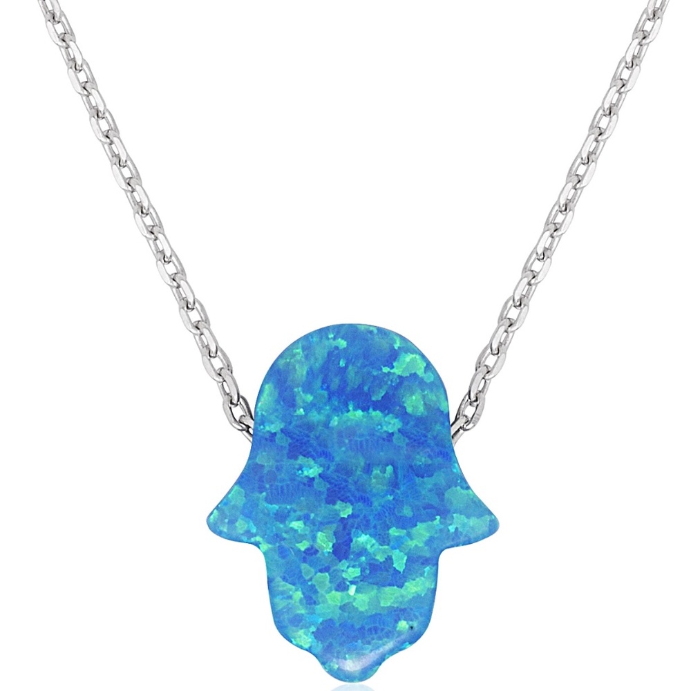Blue Opal Hamsa Necklace